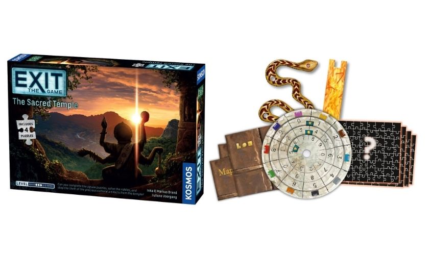 the box and components of the exit: the game series The sacred temple edition