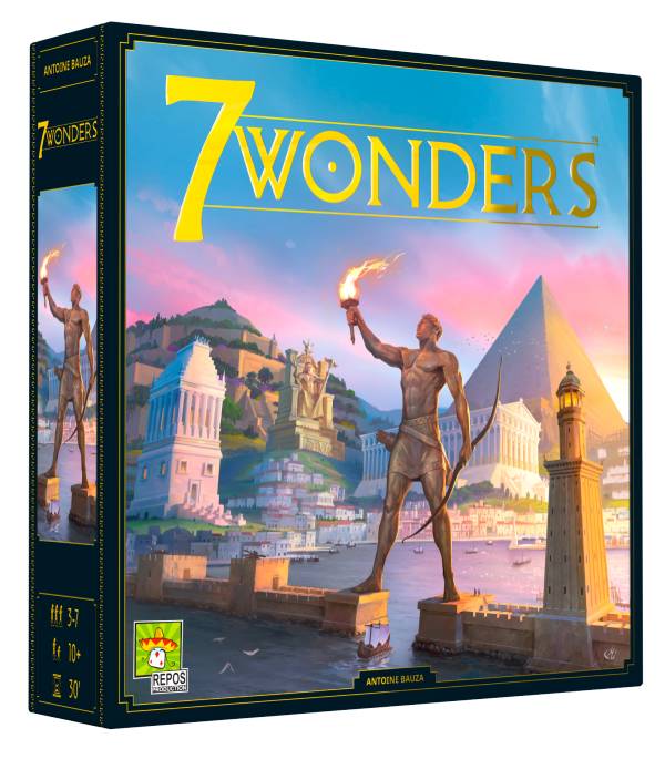 3d box of 7 Wonders, one the best city-building board games