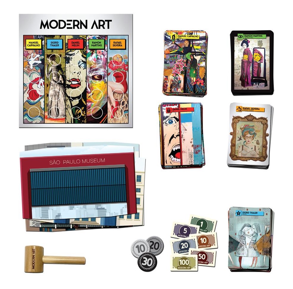 components of moder art board game about art