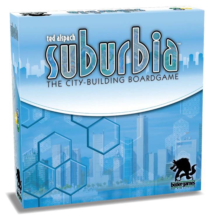 3d box of Suburbia, one the best city-building board games