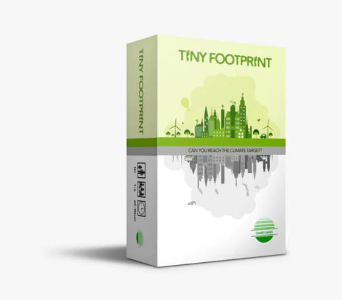 box of tiny printfoot, a board game about climate change