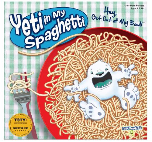 3d box of Yeti in my Spaghetti, one of the best food-themed board games for little kids 